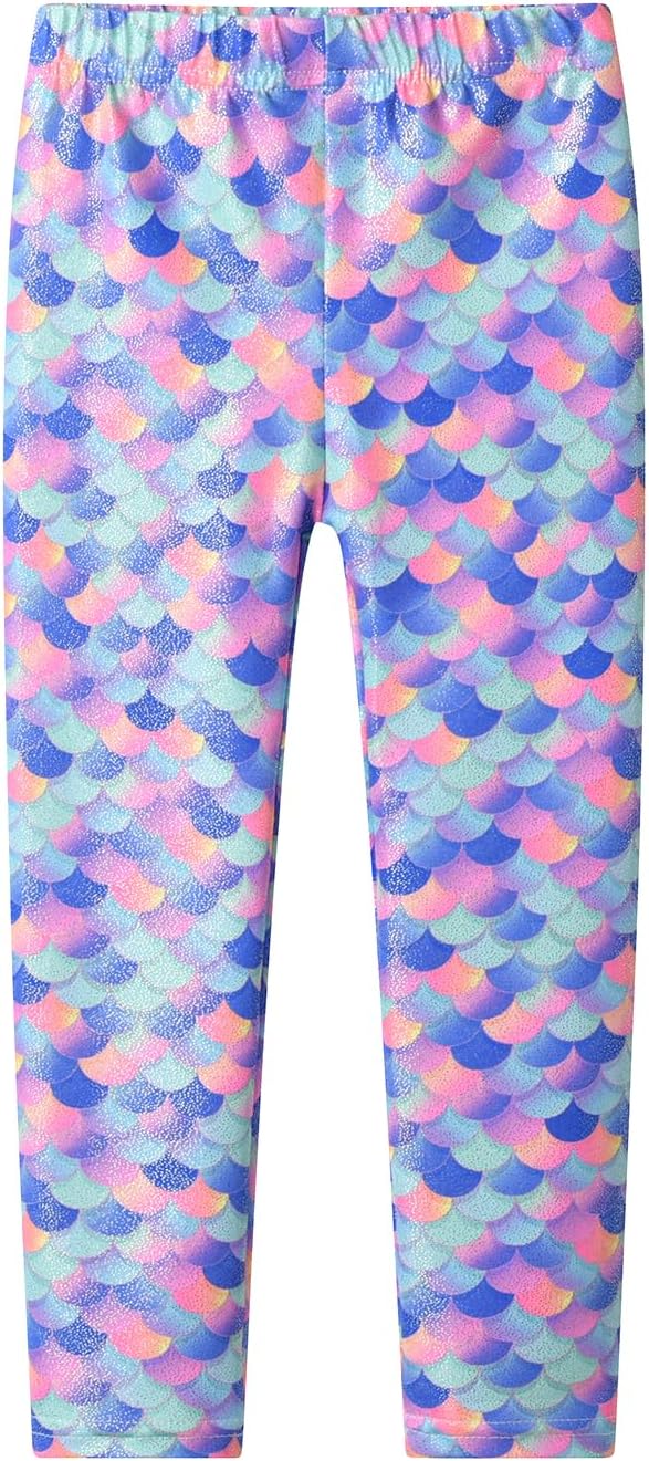 VIKITA Girls Soft Stretchy Leggings Sparkly Active Workout Pants for Toddler Kids Colorful Pattern Ages 2-12
