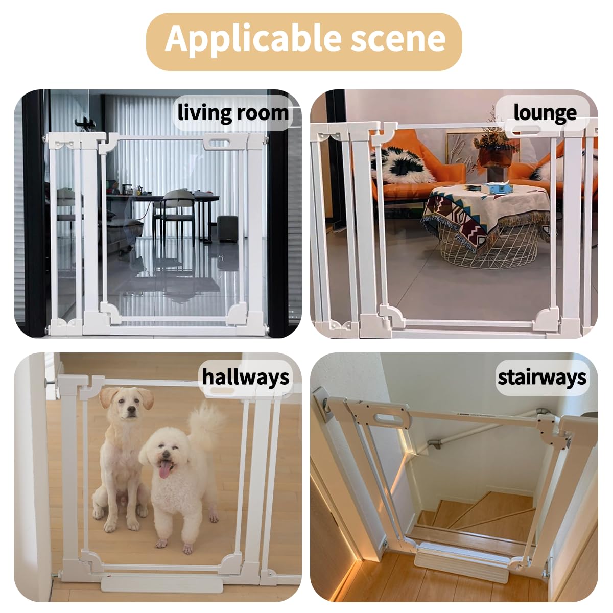 Xifamniy Puerta de escalera transparente para mascotas, puertas de escalera de 122 cm para puerta de escalera de bebé y niño, puertas de escalera para perros para Stufen und Gänge