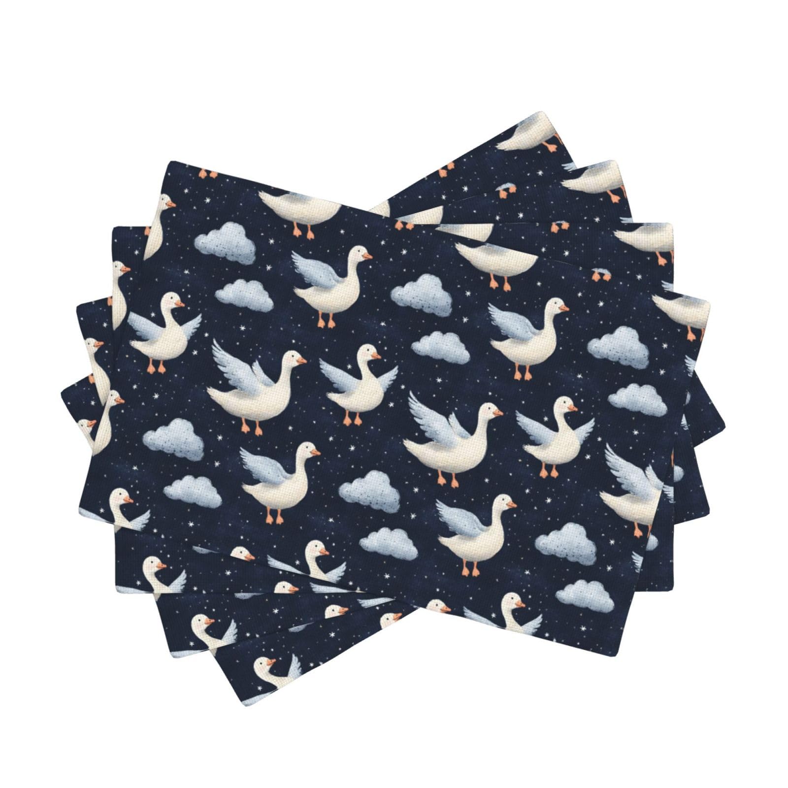 Sets de table en faux lin bleu oie 30x45 cm lavables et résistants