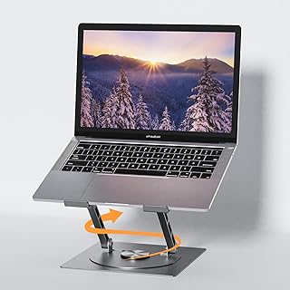 shefor Soporte para computadora portátil Base giratoria de 360°Altura Ajustable de Aluminio Estable Soporte ergonómico para computadora portátil Compatible con 10-17 Pulgadas macbook