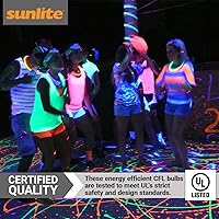 Vista 5 de Sunlite 05645-SU CFL - Bombilla negra (BLB), perfecta para Halloween, luz negra en espiral, 20 vatios, 120 voltios, base media (E26), 463 nm