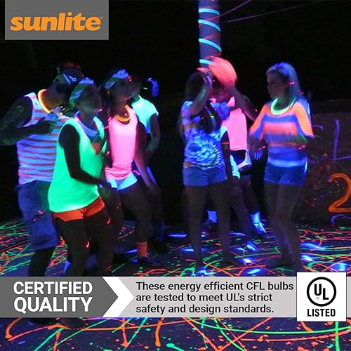 Miniatura 5 de Sunlite 05645-SU CFL - Bombilla negra (BLB), perfecta para Halloween, luz negra en espiral, 20 vatios, 120 voltios, base media (E26), 463 nm,