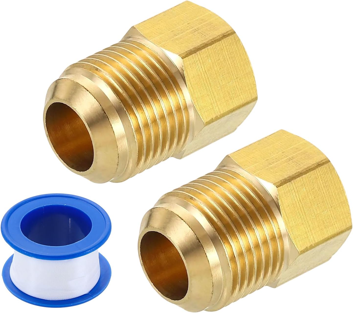 uxcell 2Pcs Brass Pipe Fitting, 5/8 SAE Male x 3/8 SAE Female Pipe Adapter Flare Tube Fitting for Air Gas Line Refrigeration HVAC