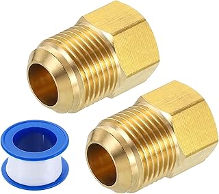 uxcell Brass Pipe Fitting, 5/8 SAE Male x 3/8 SAE Female Pipe Adapter Flare Tube Fitting for Air Gas Line Refrigeration HVAC