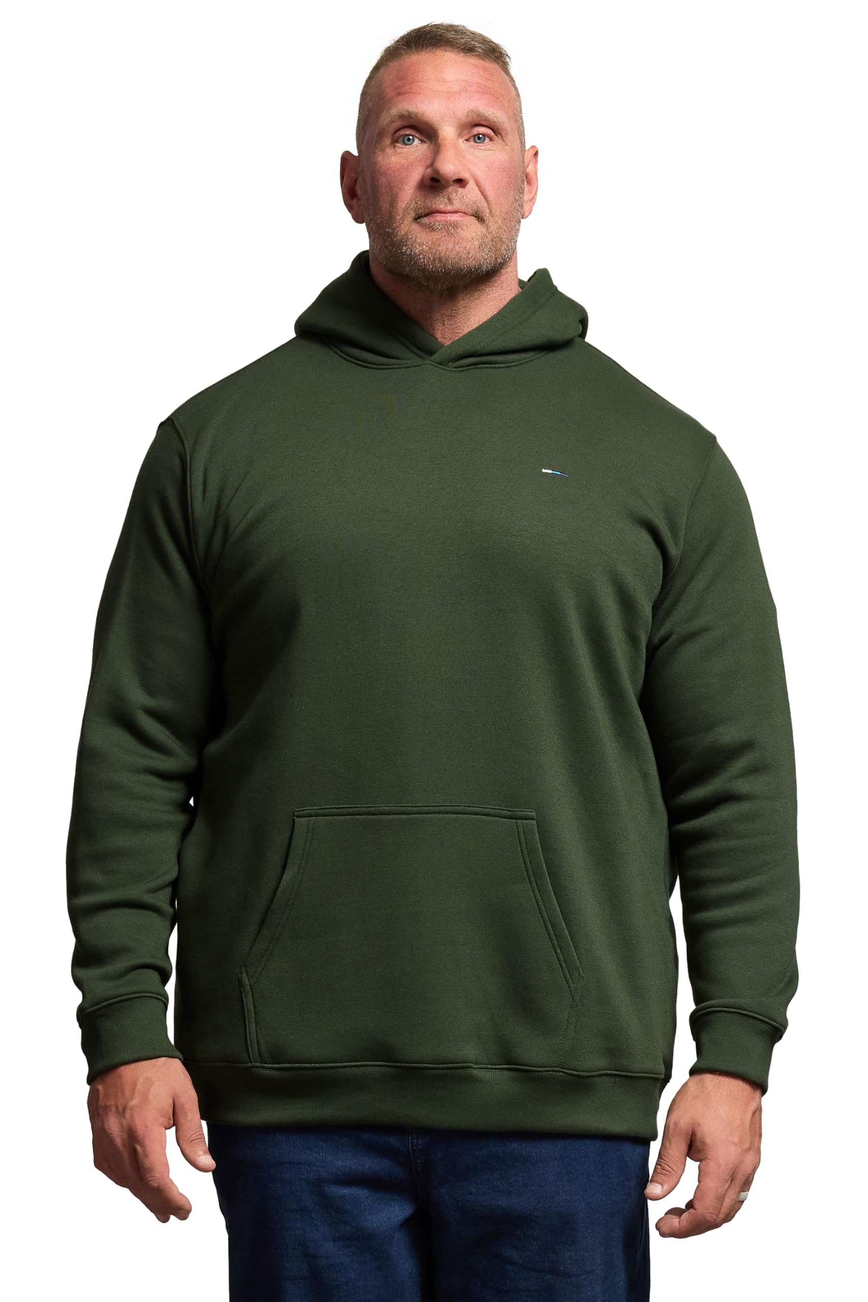 Badrhino Men's Dark Green Big & Tall Hoodie - Plus Size Curve