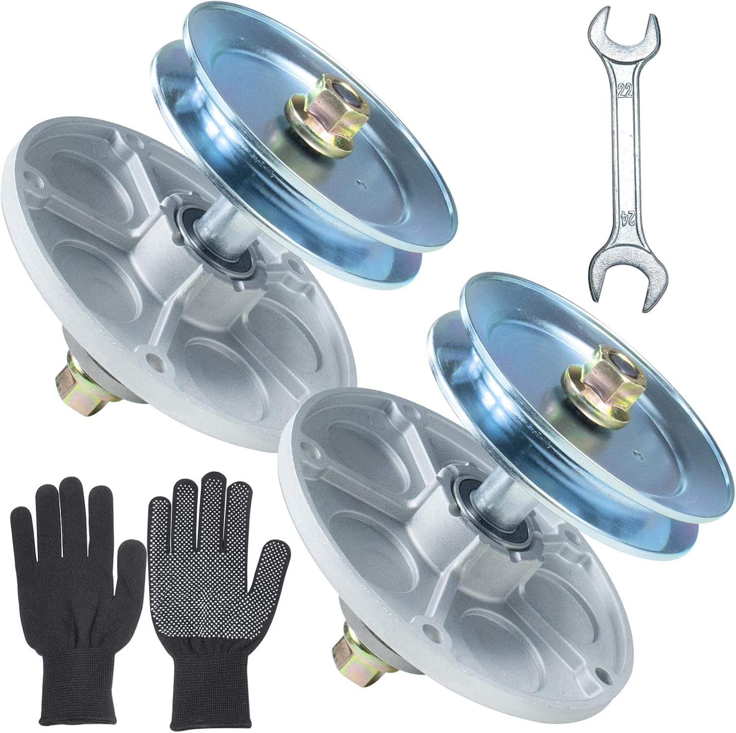 2 Pack Pre-Greased 1001046 Spindle Assembly with 92852MA Pulley Replaces 1001046 Spindle Assembly, Jackshaft Housing 492574MA, 092574 Spindle Assembly for Murray 38 inch Lawn Tractors