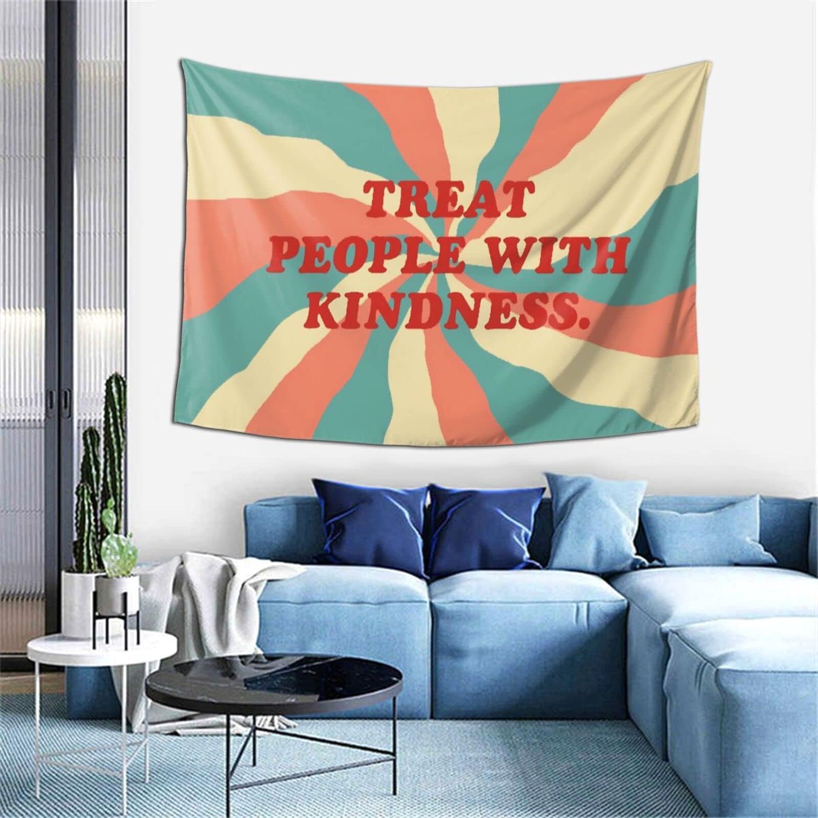 Treat People With Kindness Groovy Tapestry Wall Hanging Tapestries As Wall Blanket Wall Art And Decoration For Bedroom Living Room Dorm 60x40 Inch