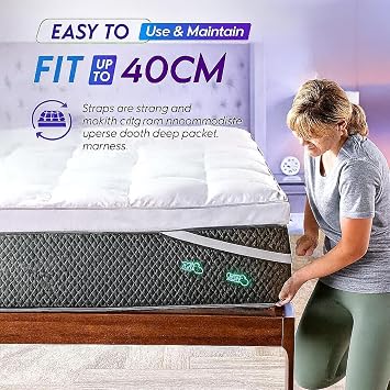 Mattress Topper Small Double Bed - Extra Thick 4 Inches / 10cm Bounce Back with Elasticated Corner Straps Ultra Soft and Breathable, Hypoallergenic Comfy Bed Mattress Toppers (Small Double)