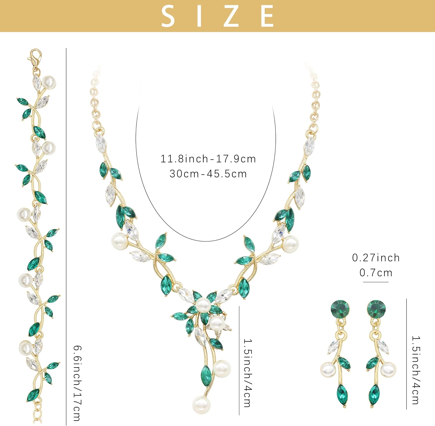 Oriamour Rhinestone Wedding Jewelry Sets for Bridal Women Crystal Necklace Bracelet Earrings Set Prom Jewelry Set for Brides - Image 2