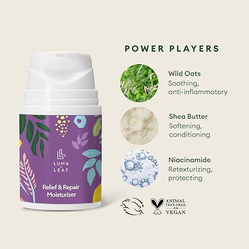 Miniatura 5 de LUMA & LEAF Hidratante facial de 1.7 onzas líquidas  Alivio y reparación de la piel hidratante para calmar la piel  Fórmula avanzada de crema