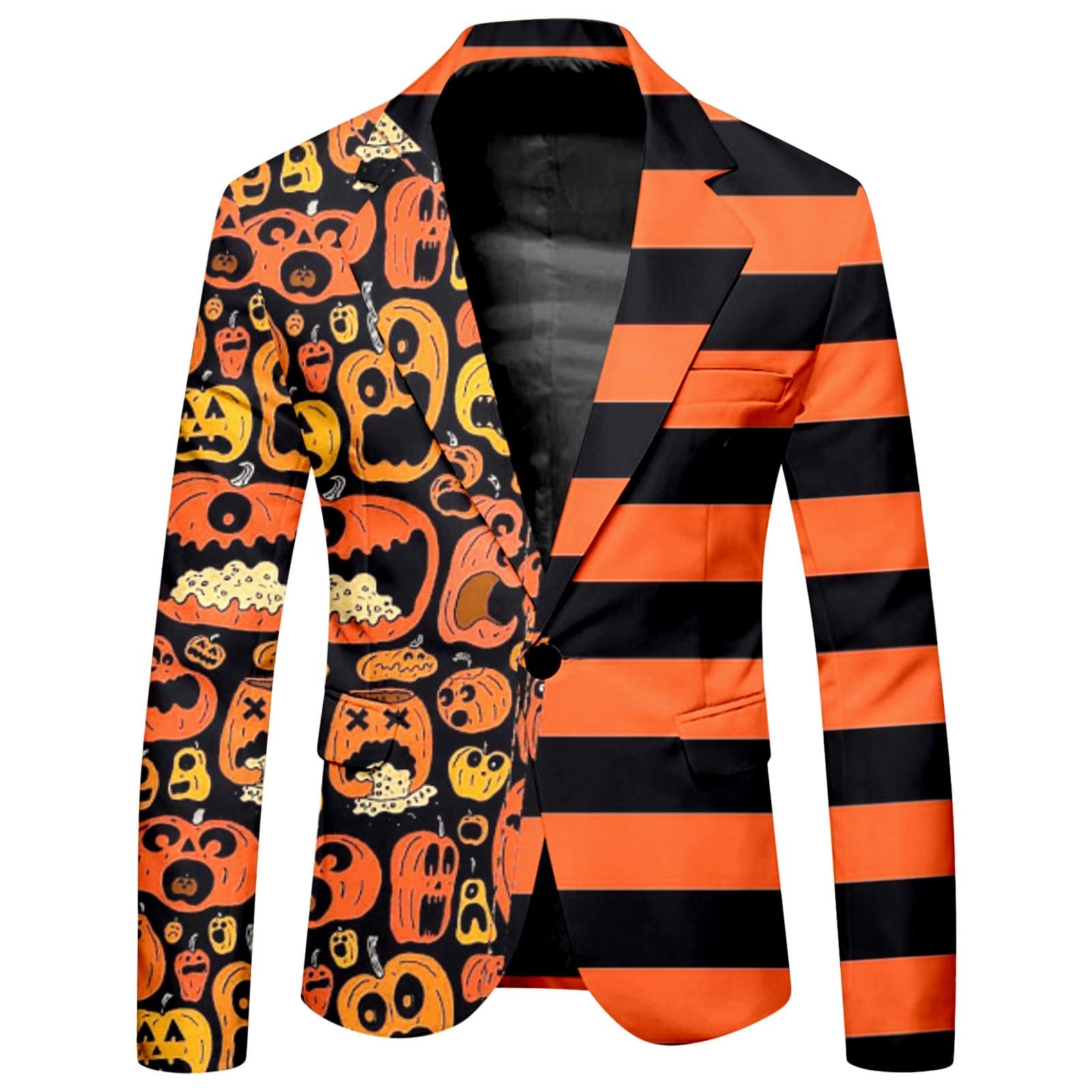 Halloween Suit Jacket Men's Regular Fit Printed Blazer Long Sleeve Colourful Jacket Festive Men's Jacket Men's Suit Jackets Funny Carnival Cosplay Costumes