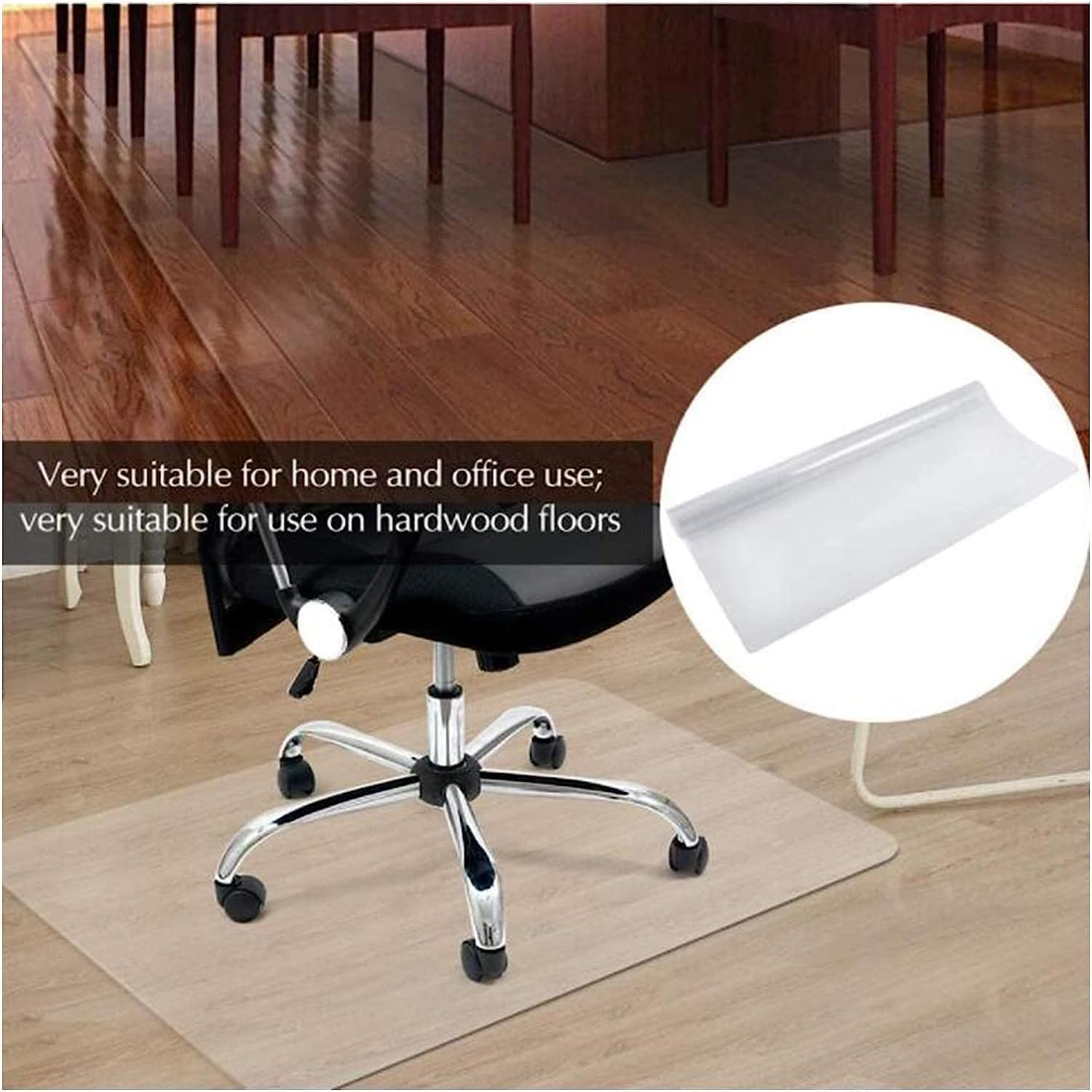 PVC Transparent Office Chair mat, Under Desk Floor mat, 1.5mm Thick Non-Slip Floor mat for Home/Office/Lobby/Doormat(50 * 80cm)