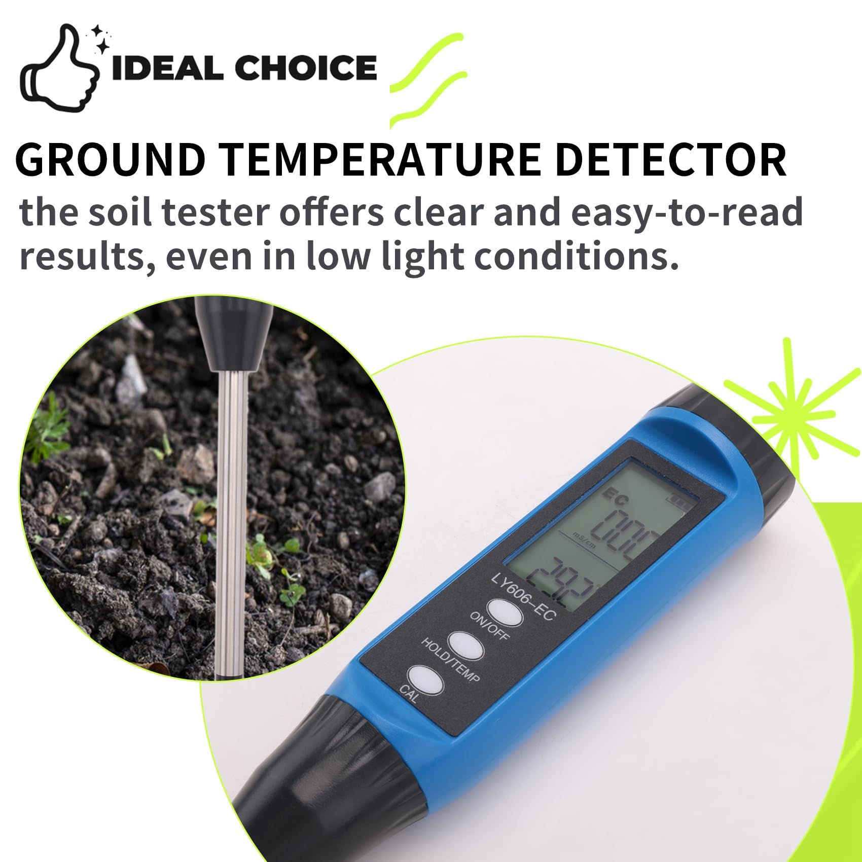 Medidor de Nutrientes del Suelo Analizador de Nitrógeno de Acción Rápida Probador de Fertilidad Probador de Suelo LED para Jardinería y Agricultura LY606