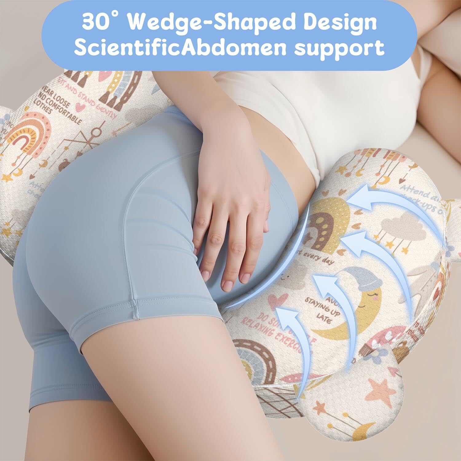 Pregnancy Pillow for Sleeping,Maternity Pillow with Cooling,Maternity Support for Back and Hip Relief,Soft and Comfortable Wedge Pregnancy Pillows Side Sleeping Support for Belly with Removable Cover