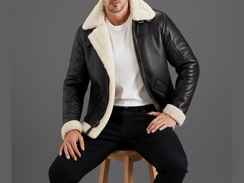 MARCO ENZOLANI B3 Bomber Jacket Aviator Real Shearling B3 Bomber