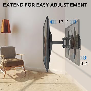 MOUNTUP TV Wall Mount for Most 42-82 Inch TVs, Fits 16 18 or 24 Studs, Full Motion TV Bracket with Dual Articulating Arms, Swivel and Tilt, Max VESA 600x400mm, Holds up to 132 lbs, MU0028-24K