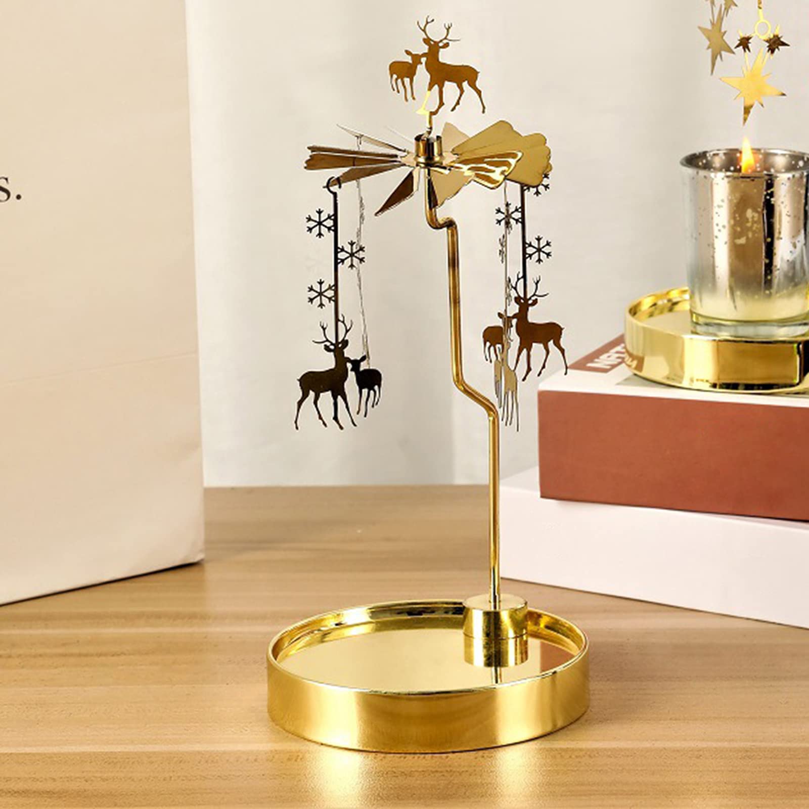 Amazon｜perfk ゴールデン回転キャンドルホルダー回転式