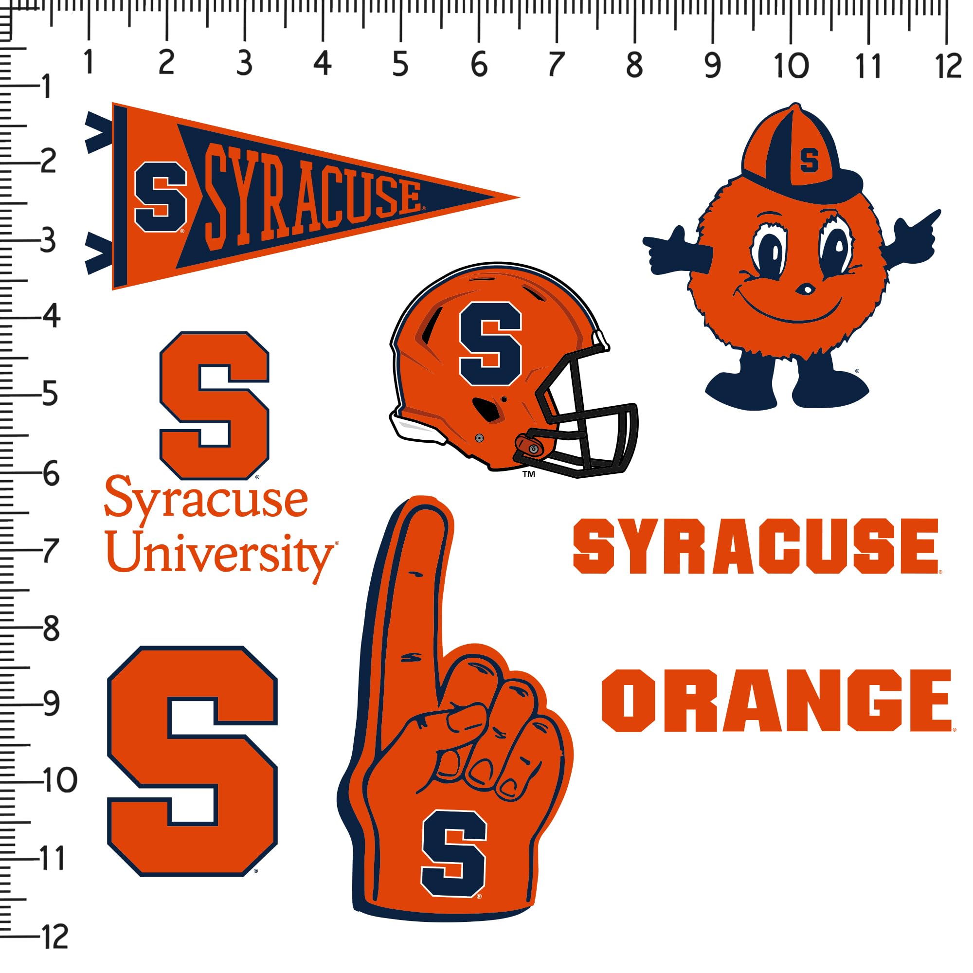 Syracuse University 9ct Vinyl Large Deluxe Stickers Variety Pack - Laptop, Water Bottle, Scrapbooking, Tablet, Skateboard, Indoor/Outdoor - Set of 9