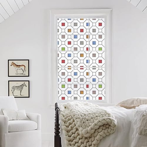 Miniatura 6 de DKTIE Película decorativa con patrón geométrico moderno para ventana, sala de estar, balcón, puerta, dormitorio, baño, ventana, película esmerilada,