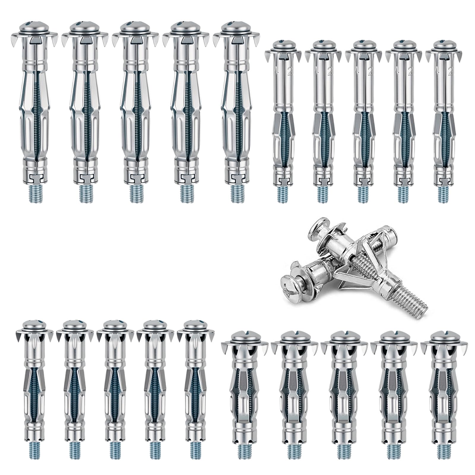 Hbzunt 40 Pcs Hollow Wall Fixings Anchors, M4 M5 Heavy Duty Metal Hollow Wall Anchors, Cavity Wall Fixings Anchors Plugs for Plasterboard, Drywall, Fitting Curtains and TV