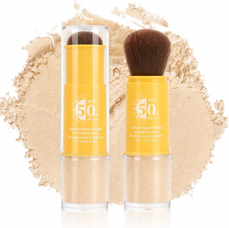 Pó solto mineral para o rosto com pincel Gravel Dew, SPF 50, acabamento glitter, tom 05# Glitter