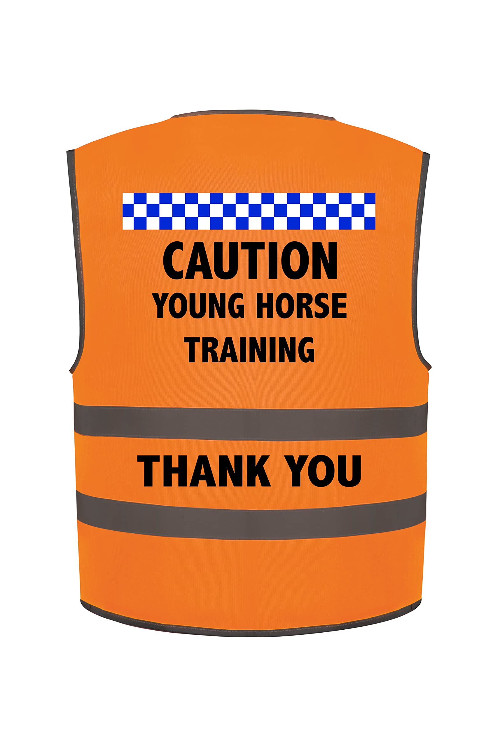 PSave Horse Riding Hi Vis Safety Vest Visibility Waistcoat Caution Young Horse Training (Adult Large - 44/46", Orange)