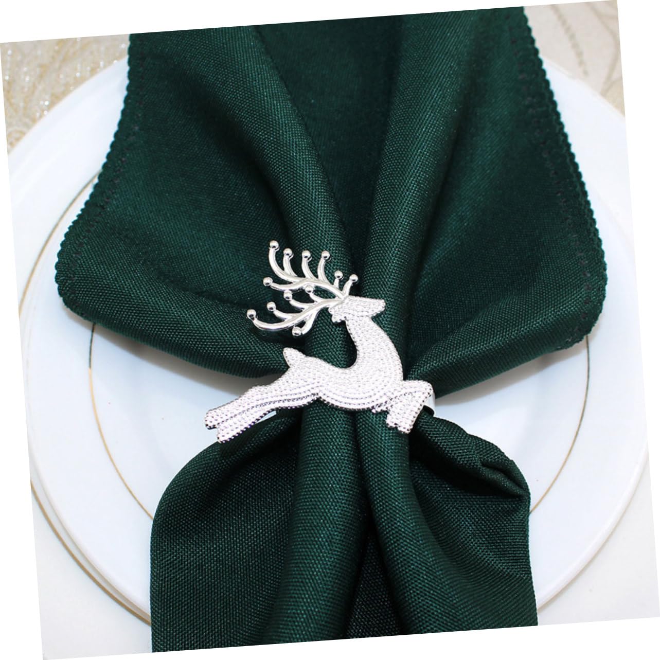PRETYZOOM 5 Set Portatovagliolo Arredamento Socche Tovagliolo Di Natale Decorazioni A Forma Di Allegro Titolare Fibbie Per Tovaglioli in Lega Portatovaglioli Da Tavola Argento 4 Pezzi*5