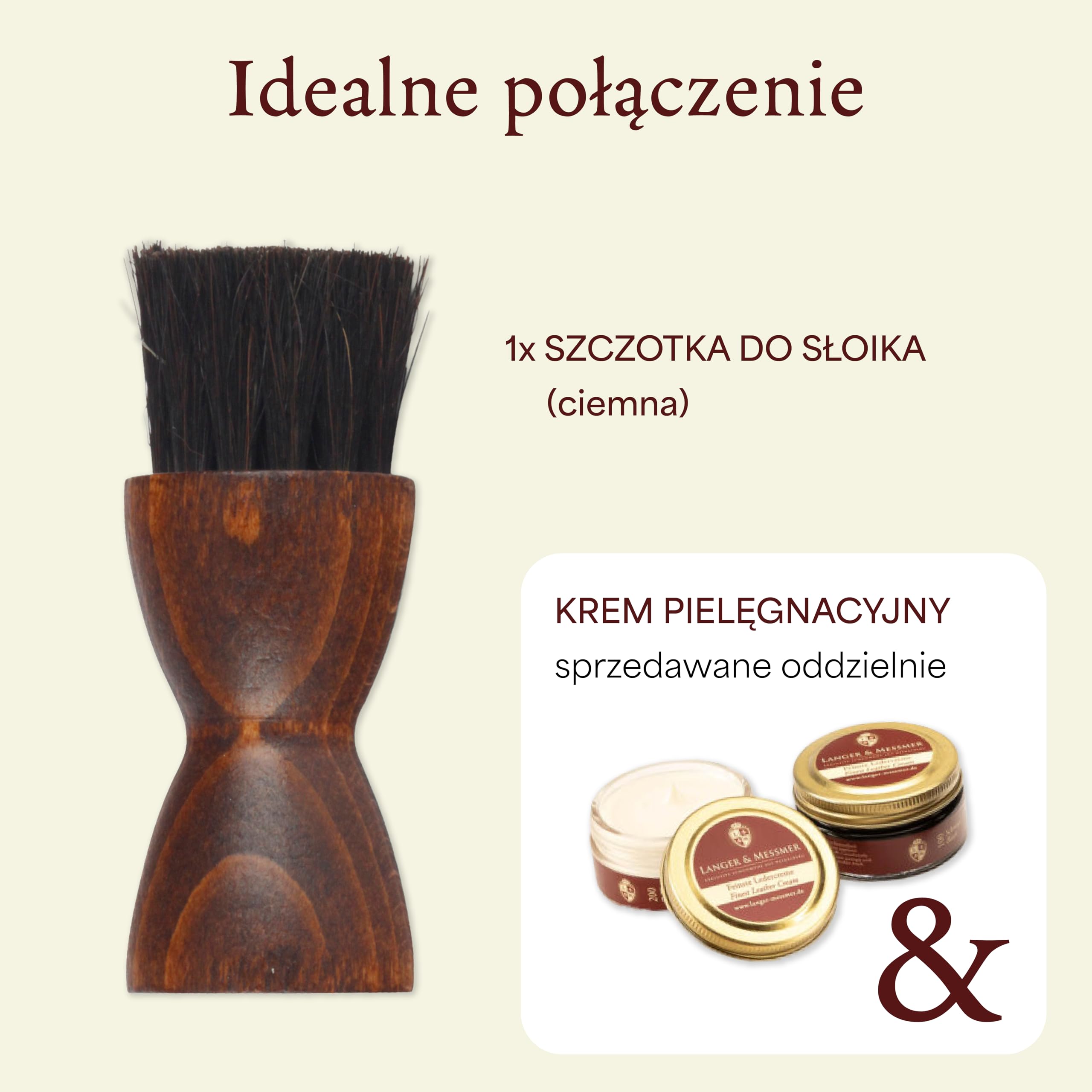 Langer & Messmer Pędzel do nakładania pasty do butów z drobnego włosia końskiego - Pędzel do profesjonalnej pielęgnacji butów - Pojedynczy ciemny
