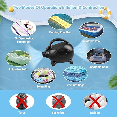 Miniatura 4 de Bomba de aire eléctrica para juguetes inflables de piscina, colchón de aire portátil de llenado rápido de alta potencia, barco, balsa,