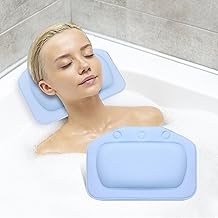 Bath Pillow with Suction Cups – with 4D Air Mesh Technology and 3 Suction Cups, Ergonomic Home Headrest Pillow for Spa Pillow Bath, Jacuzzi, Hot Tub, Spa Home