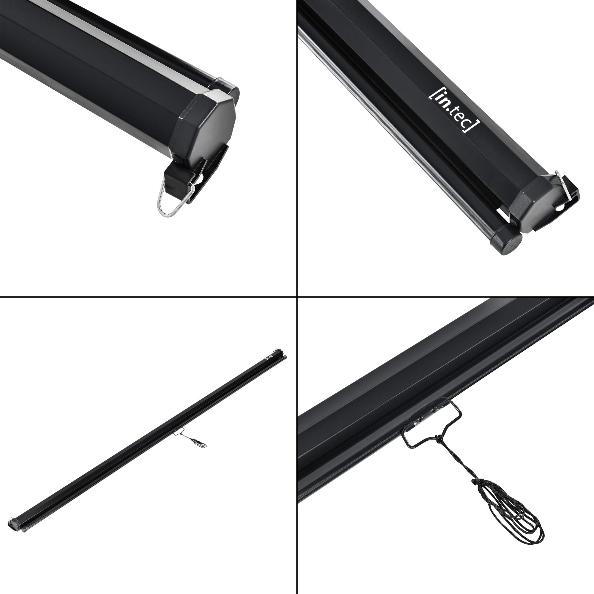 in.tec Schermo di Proiezione Portatile Telo Bianco con Retro Nero 203x203 cm 113 Pollici Custodia in Acciaio Schermo Mobile per Cinema Presentazioni Eventi