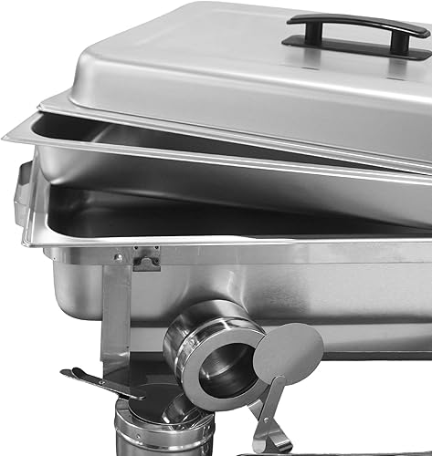 Miniatura 4 de TigerChef - Juego de platos de bufé de acero inoxidable, 4 juegos de chafer y calentador de buffet con bandeja de agua, bandeja para alimentos, tapa