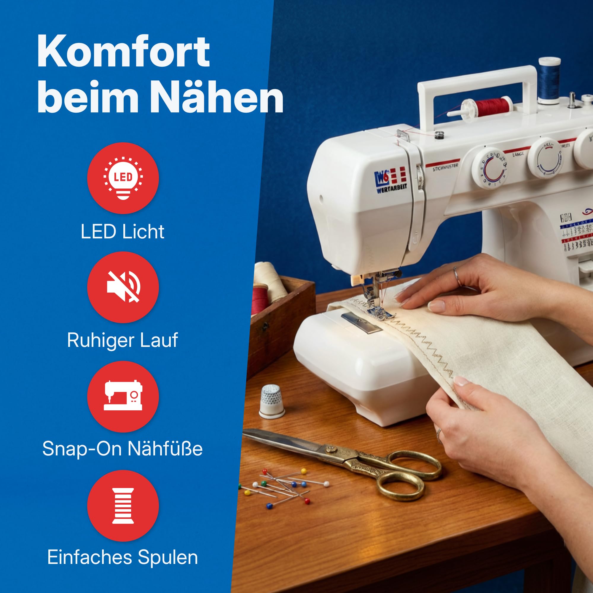 W6 WERTARBEIT N 1235/61 Nähmaschine (Freiarm Super Nutzstich-Nähmaschine (29 Programme)) weiß | Freiarm, Super Nutzstich-Nähmaschine, 29 Programme