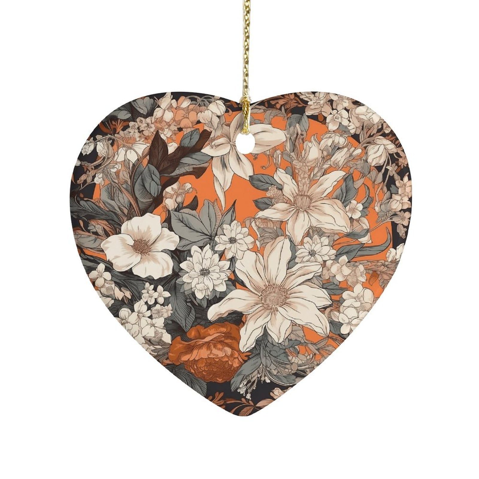 Fekiloot Style Orange And White Ceramic Ornament Home Decor Keepsake