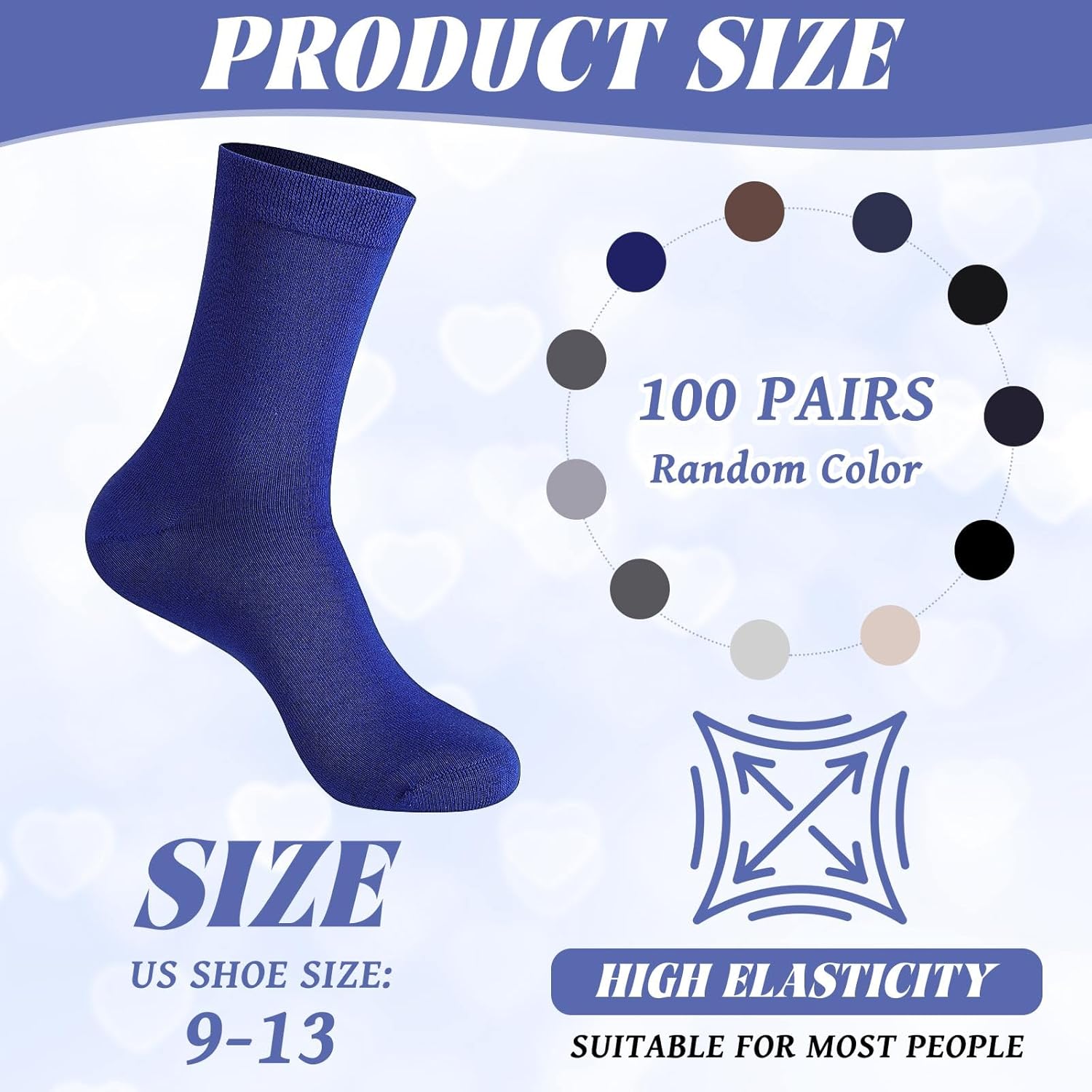 100 Pairs Men's Crew Socks Bulk Athletic Moisture Wicking Sports Socks for Men Casual Winter Sock for Homeless Donation Unisex Adult - Image 3