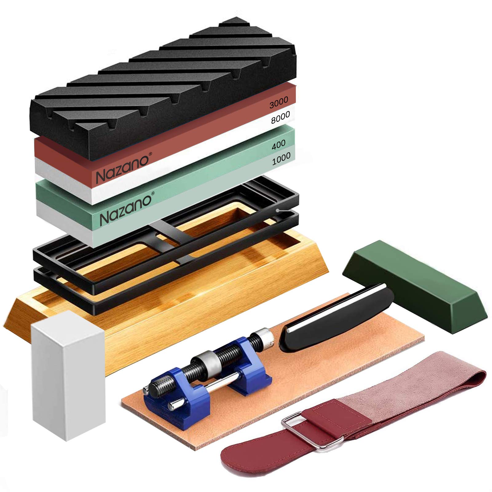 Buy Complete Knife Sharpening Stone Set, 4 Side Grit 400/1000 3000/8000