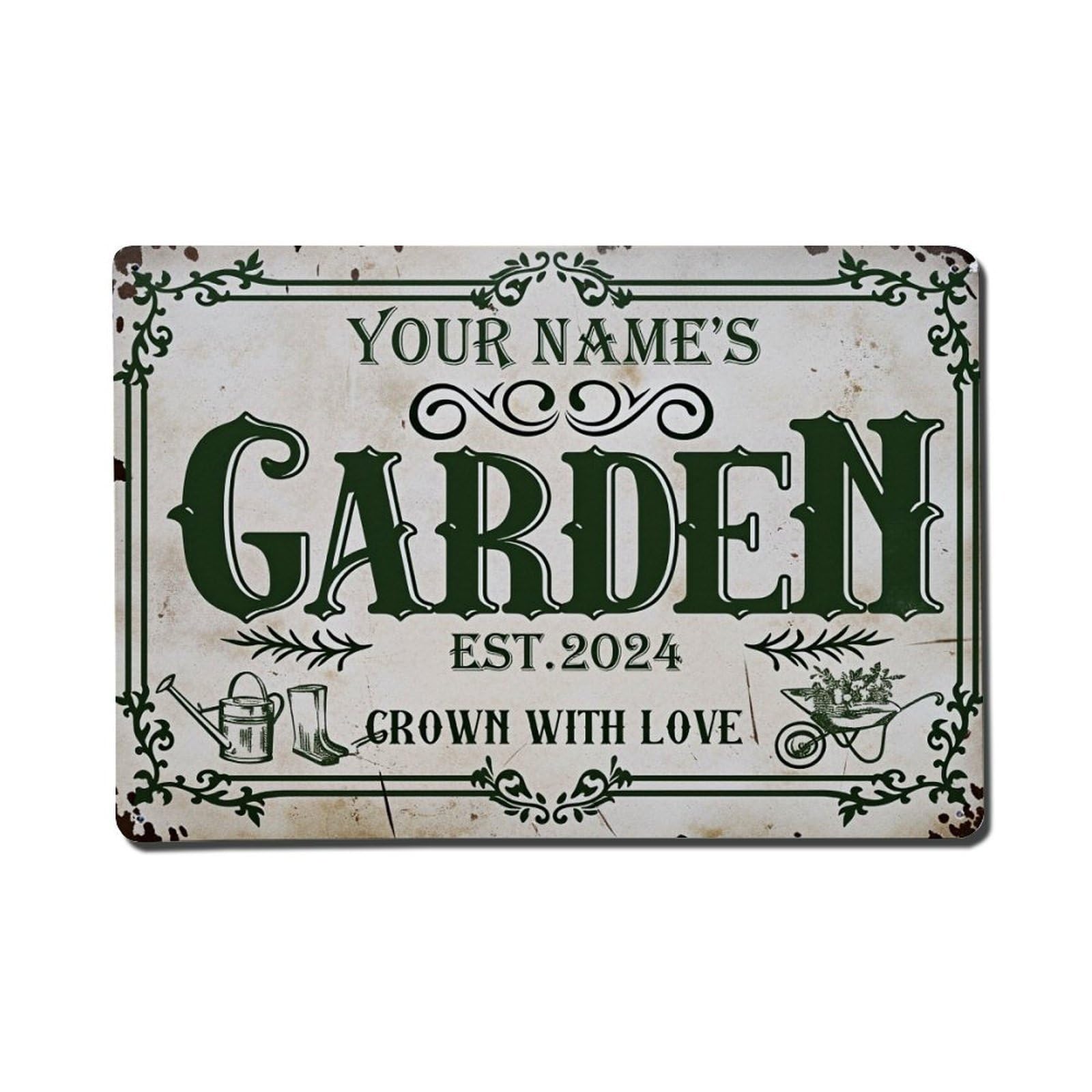Vintage Garden Sign Pattern Tin Sign Vintage Metal Poster, Home Bar Garage Man Cave Cafe Indoor & Outdoor Wall Decoration 8x12Inches