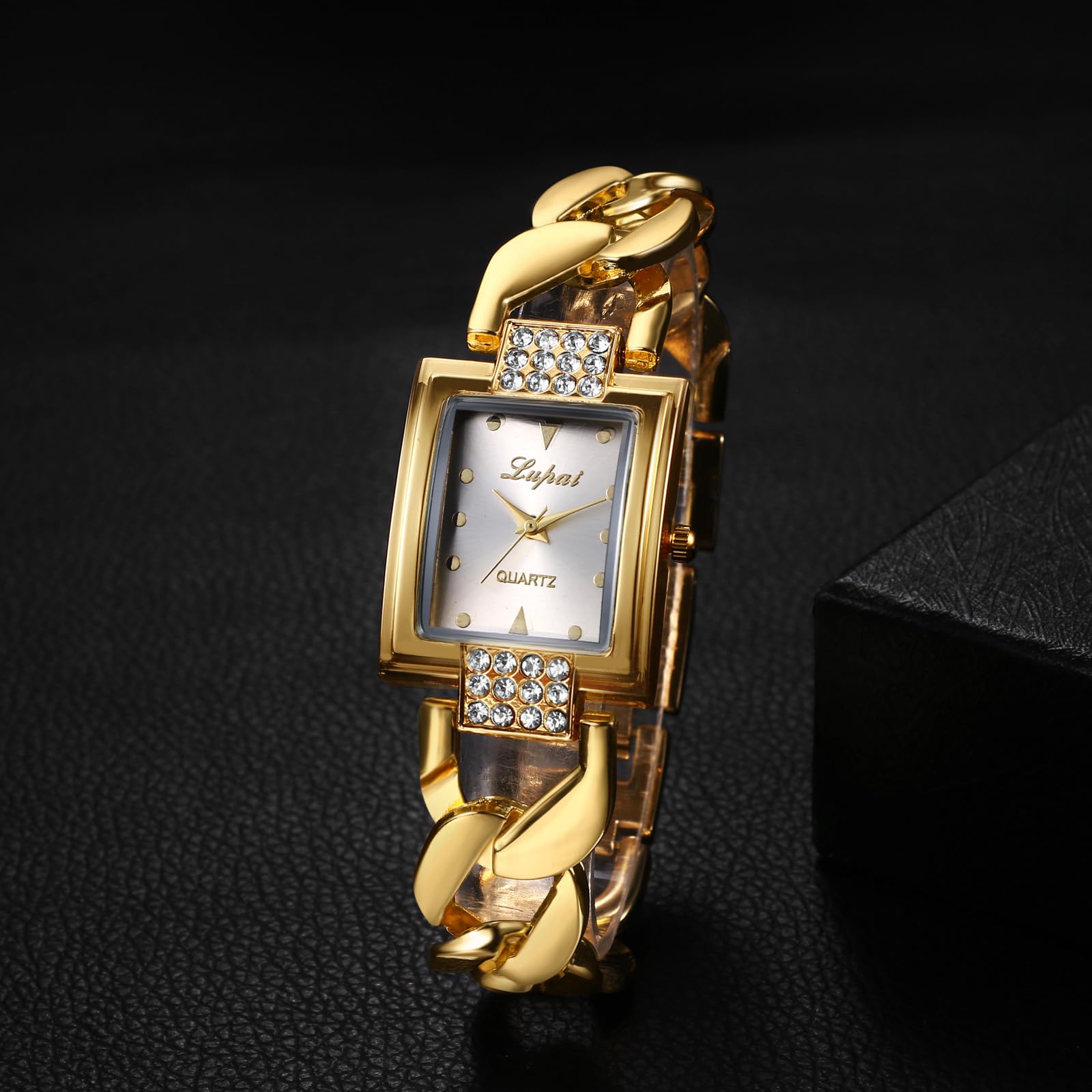 Lancardo Women Square Wrist Watch: Quartz Analog Gold Silver Tone Bracelet Dress Watch Casual Business Valentines Day Christmas Birthday