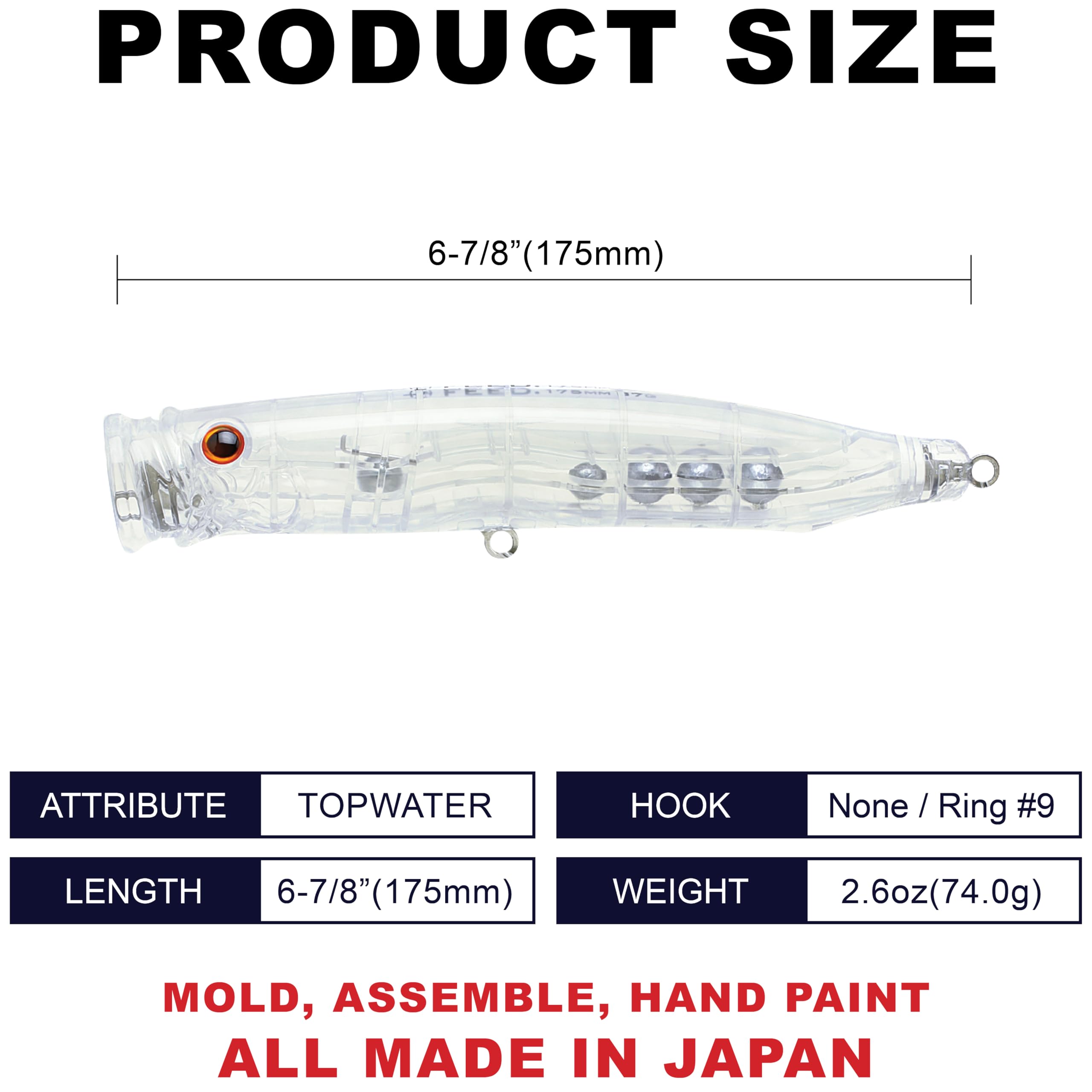 Tackle House Feed Popper 175 CFP175 N°22 Leurre Transparent