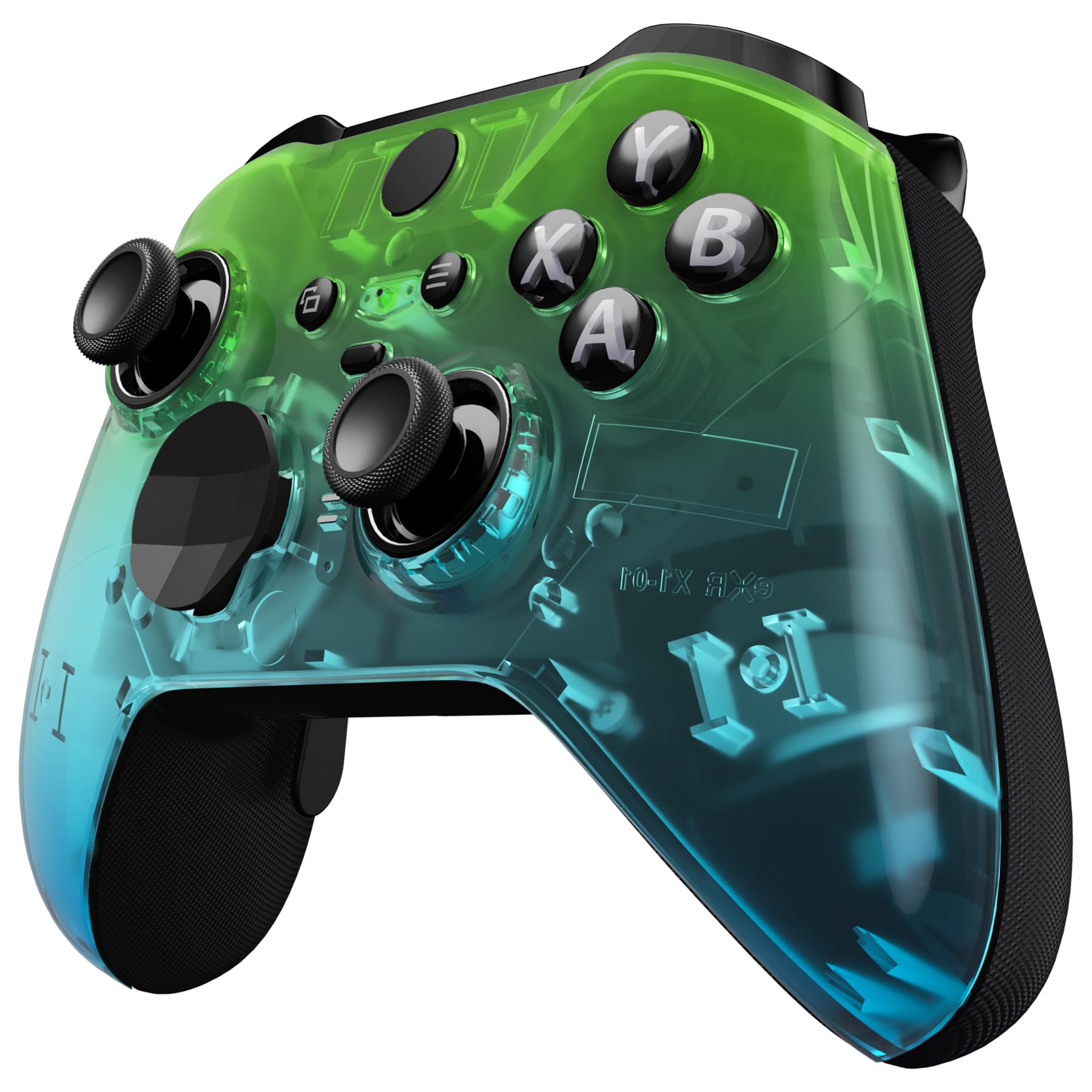 eXtremeRate xbox one elite series 2 (モデル1797)コントローラーに対応用無地の交換フェースプレートシェル、xbox elite series 2 coreコントローラーに対応用ソフトタッチ正面シェルケース&アクセントリング「グリーンとブルーのグラデーションカラー」 - 5