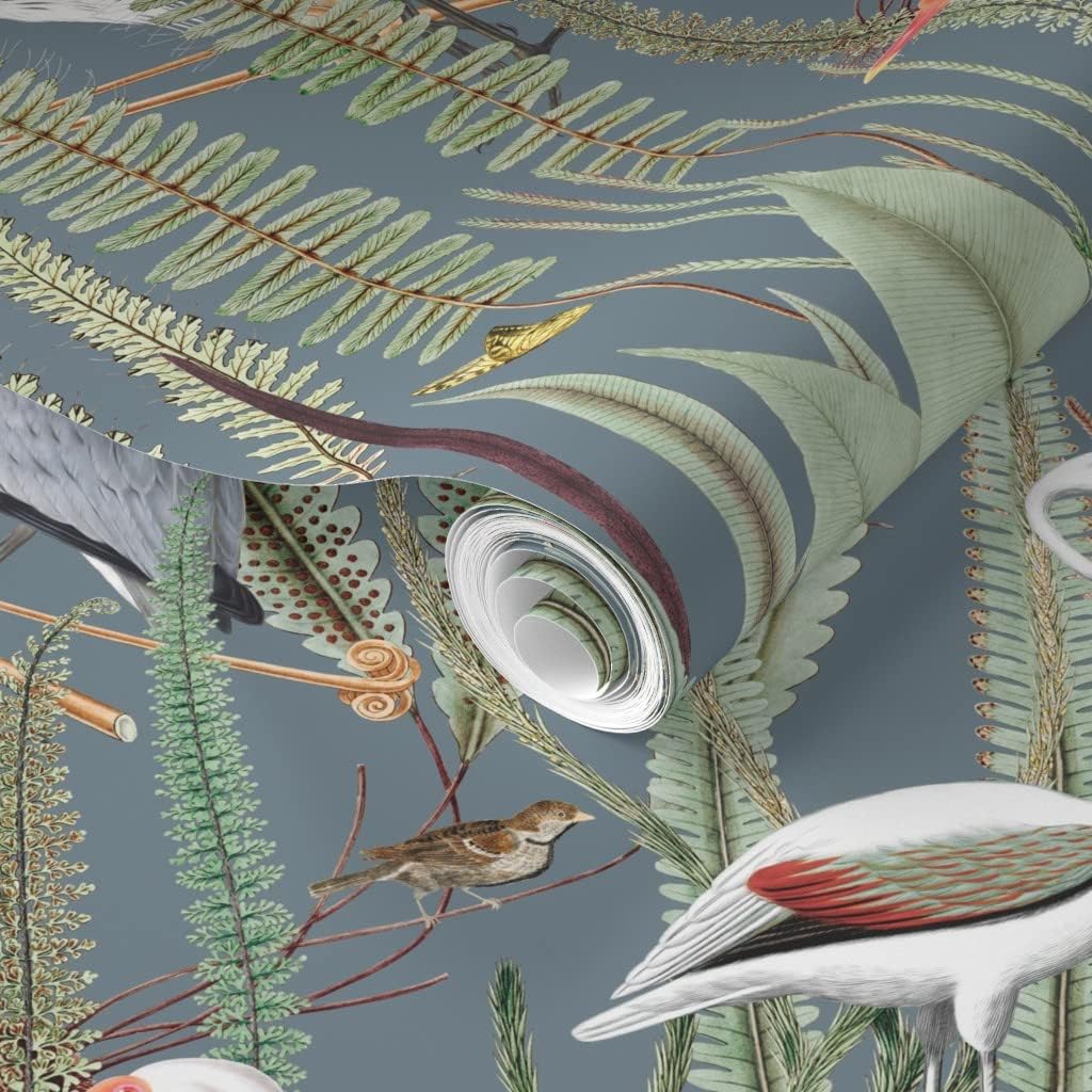 Removable Wallpaper 9ft x 2ft - Cranes Herons Slate Blue Gray Large Scale Birds Wildlife Coastal Custom Pre-Pasted Wallpaper by Spoonflower