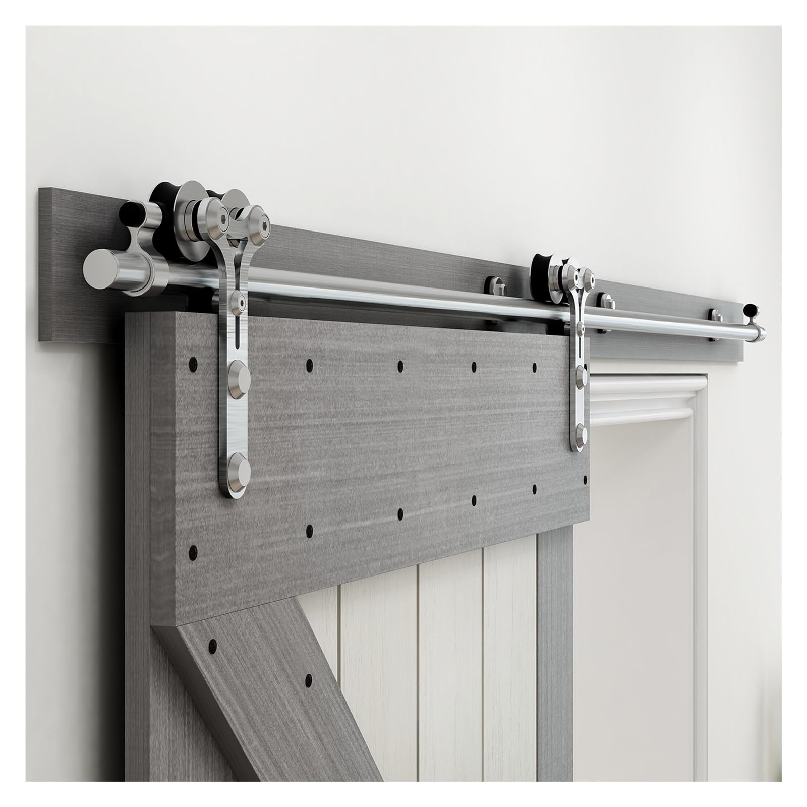 Sliding Door System Stainless Steel Suitable for Single, 4 Type Roller Hanger Barn Hardware Kit,Smooth Gliding
