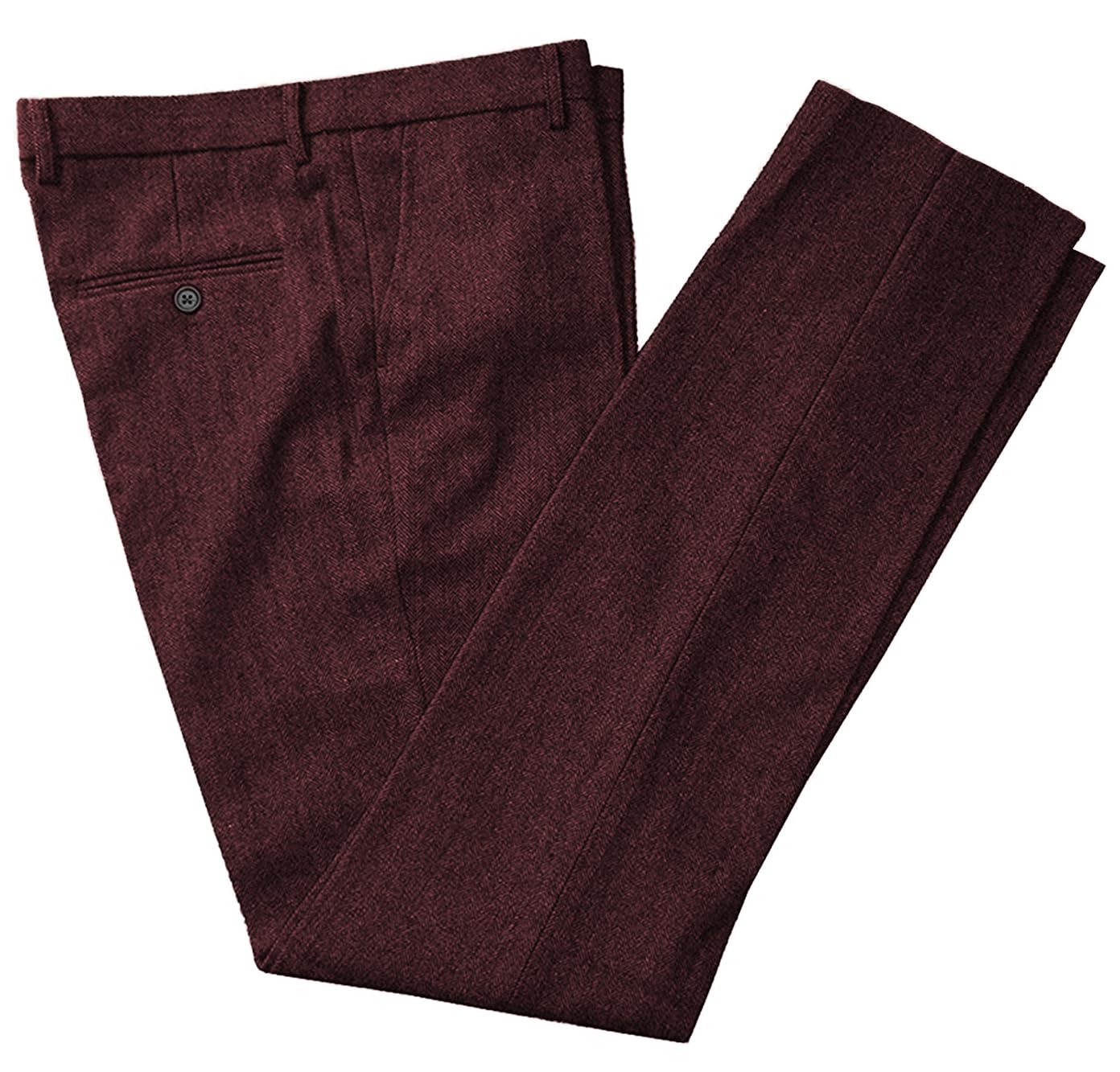 Tuikayoo Pantalon en tweed à chevrons en laine épaisse plissée à l'avant pour homme