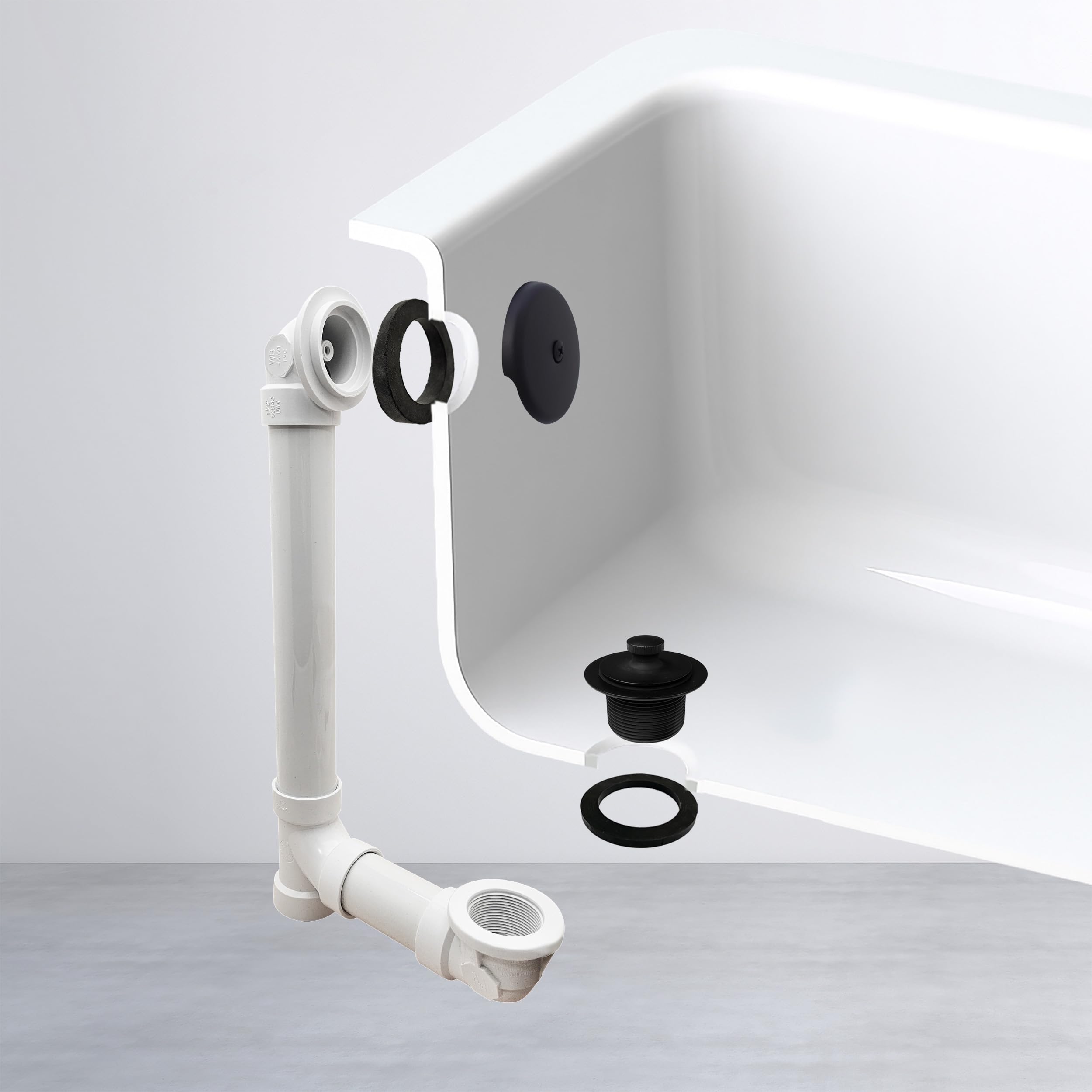 Westbrass Pull & Drain SCH. 40 - Desagüe de baño de PVC con Codo Superior de un Agujero, Negro Mate, D49721-62