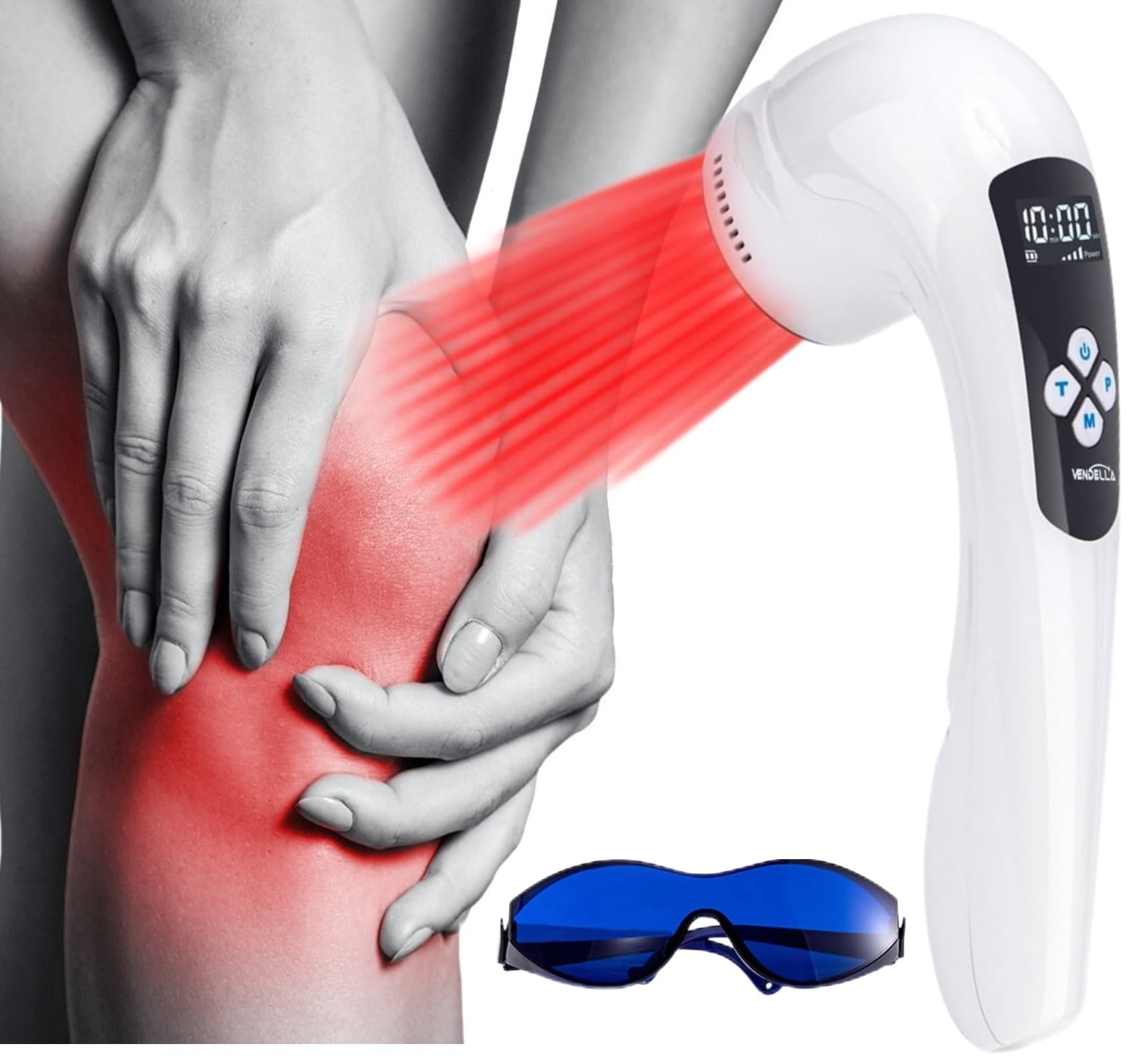 Terapia láser para el hogar, terapia de fisioterapia de luz roja, dispositivo láser para aliviar el dolor muscular, articular y tisular, 3 x 808 nm + 10 x 650 nm