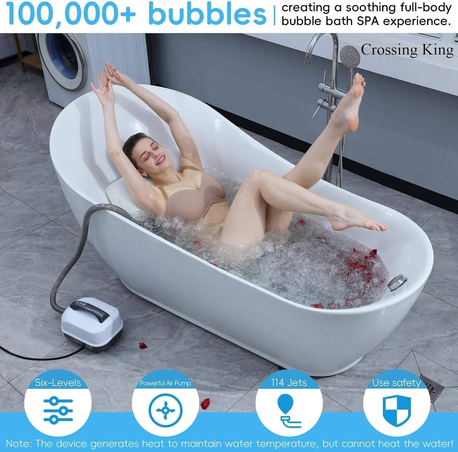 Alfombrilla de baño de masaje con almohada inflable, diseño antideslizante y control remoto, máquina de burbujas de spa para relajarse y aflojar los músculos tensos