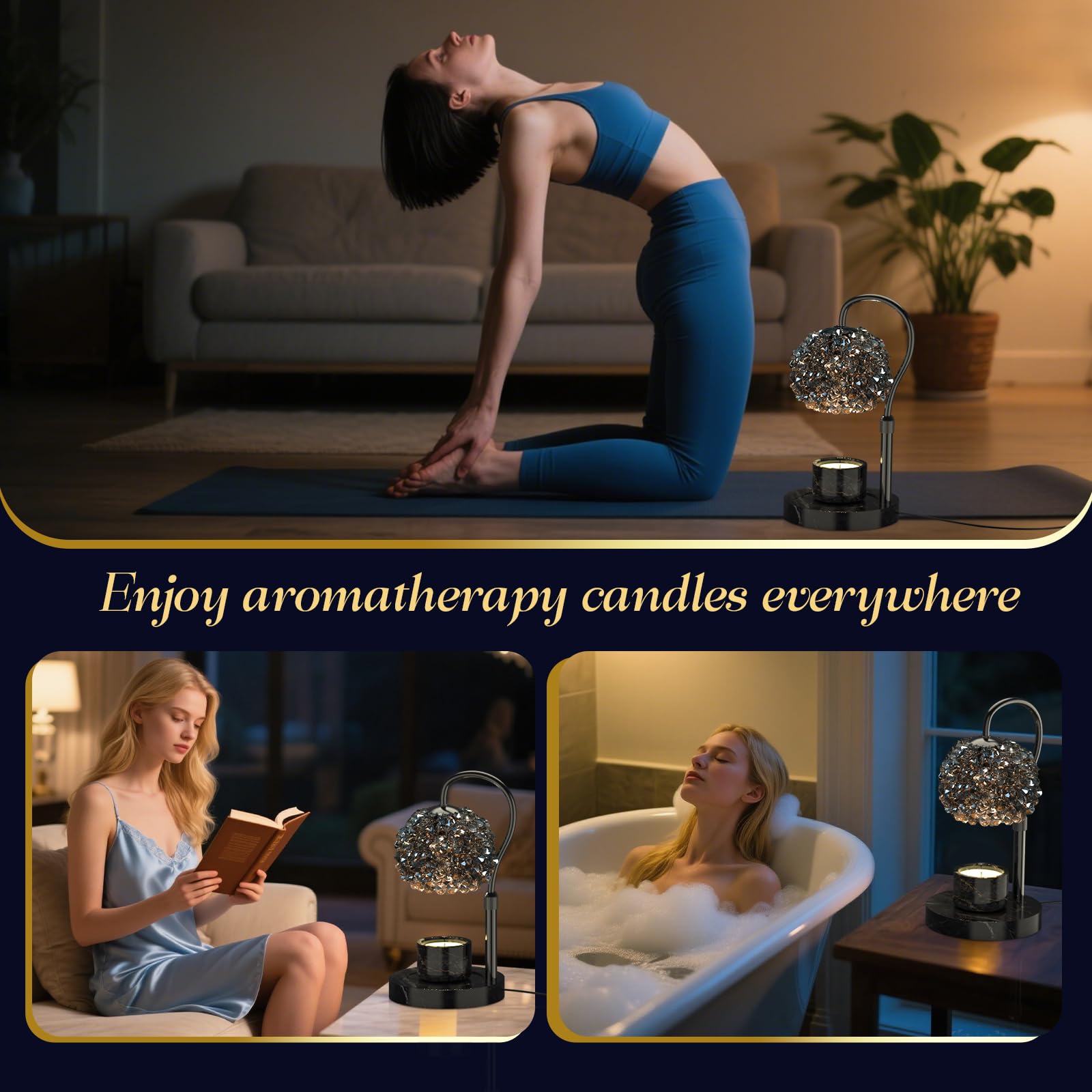 キャンドルウォーマー おしゃれデザイン クリスタルジェムストーンシェード＆電球2個付属 ブラック ホームデコレーション ろうそく加熱灯 Amazon.co.jp : キャンドルウォーマー おしゃれデザイン クリスタル