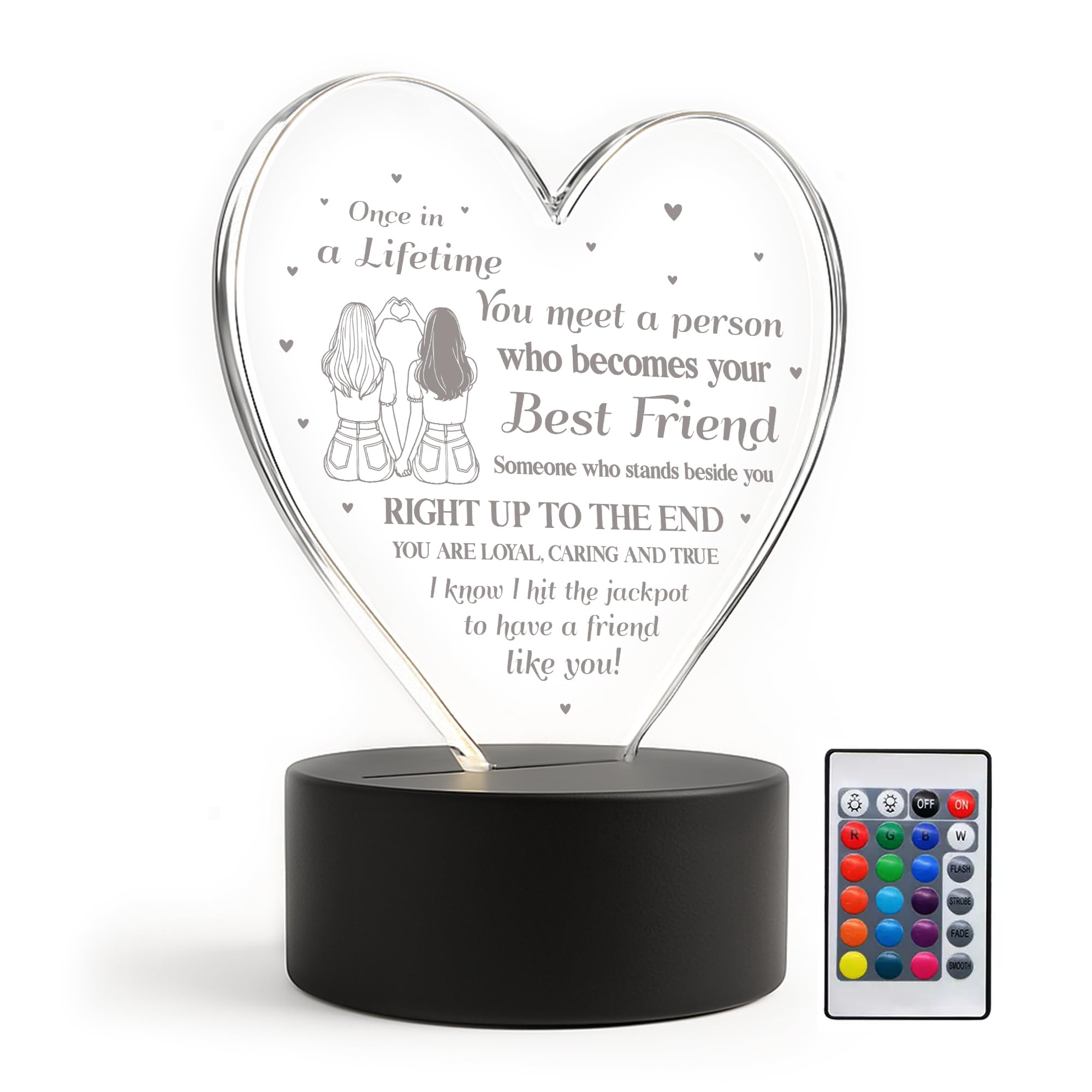 RED OCEAN Friendship Gifts for Women Best Friend Birthday Gifts Acrylic LED Sign Friendship Plaques Christmas Birthday Presents for Women Friends Bestie BBF