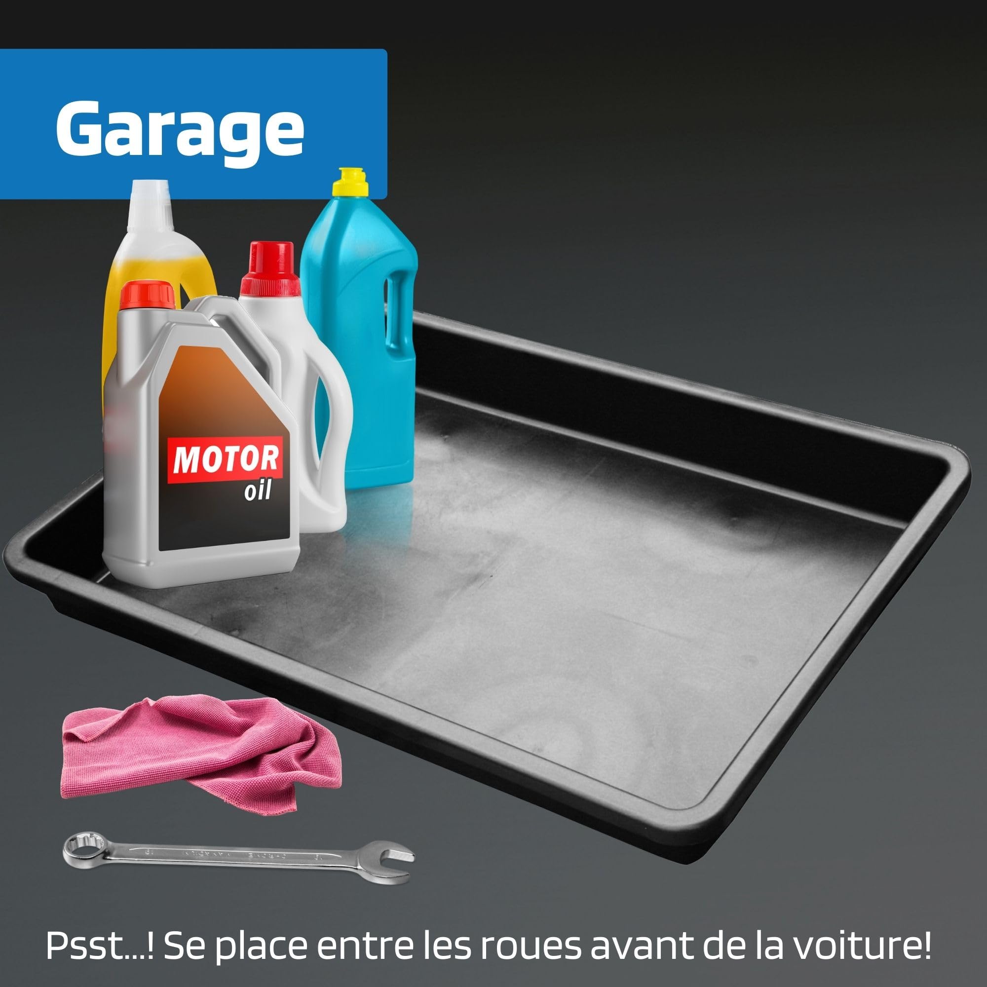 SW-Stahl 07377L Bac de Rétention Universel XXL, 42 L, 88 x 60 x 10 cm | Grande cuvette de récupération d'huile en plastique, plateau de culture pour jardin et bac pour petits animaux