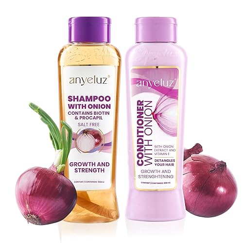 Anyeluz Onion Shampoo and Conditioner Set – Enriched with Onion Extract and Biotin, Cleanses and Reduces Oiliness, Strengthens and Revitalizes,